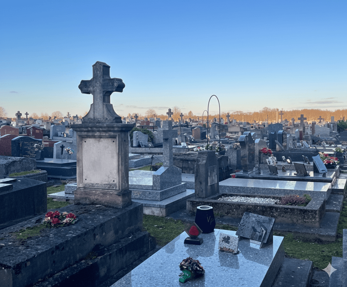 Service professionnel d'entretien et de fleurissement de sépultures au cimetière de Neuilly-Plaisance. Bilan photos gratuit et sans engagement. Respect, discrétion et professionnalisme.